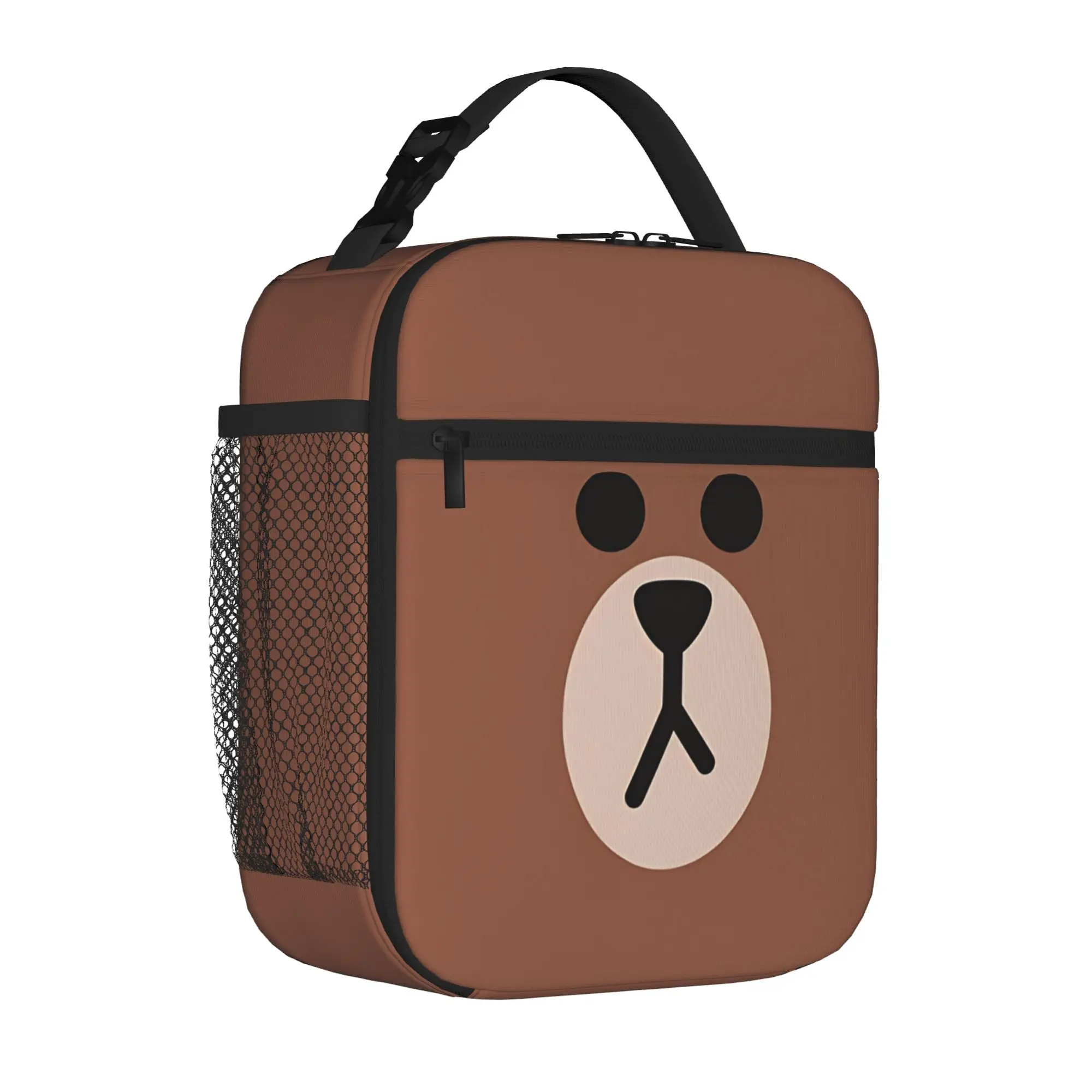 1 Piece For Students Food Container Fluffy Crew Portable Pocket Brown Bear Zipper Closure Aluminum Foil Food Pouch For Travel