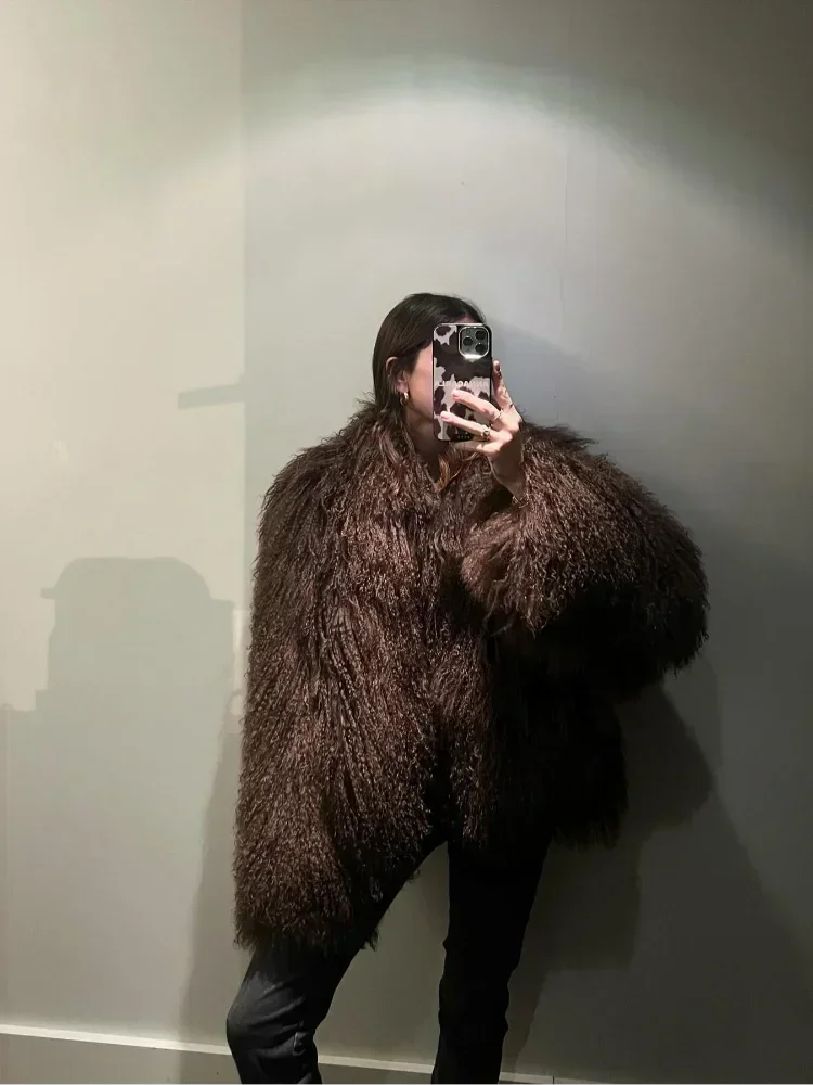 Lady Winter New Fluffy Fur Coat donna Casual risvolto manica lunga in pelliccia sintetica giacca corta femminile morbida spessa calda capispalla corta