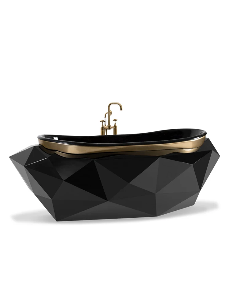 Stainless steel diamond bathtub Portuguese luxury villa large flat luxury independent bathroom tub designer bathtub