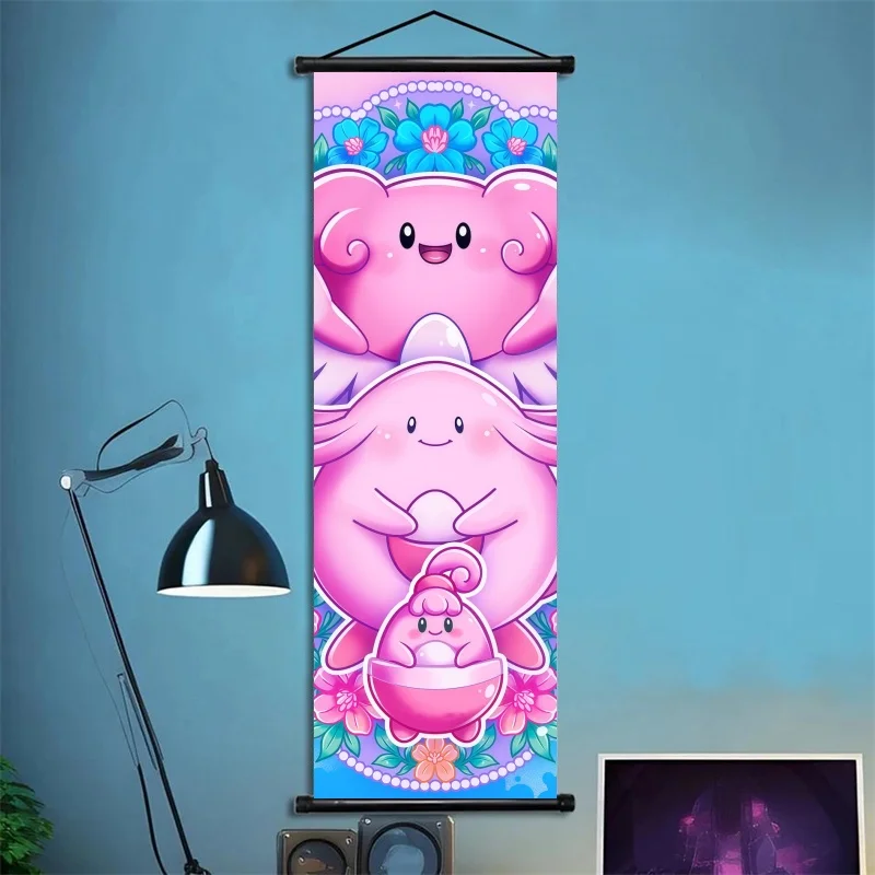 Pokemon Blissey & Chansey hängende Scroll-Poster – Herz – schmelzende und bezaubernde Anime-Wanddekoration für Pokémon-Fans