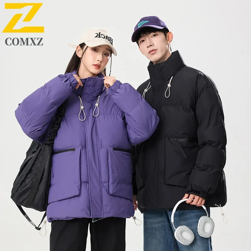 

COMXZ Men's Cotton Padded Jacket Color Block Street Look Warm Travel Trip Winter Jacket Daily Outing Loose Collar Padding Coat