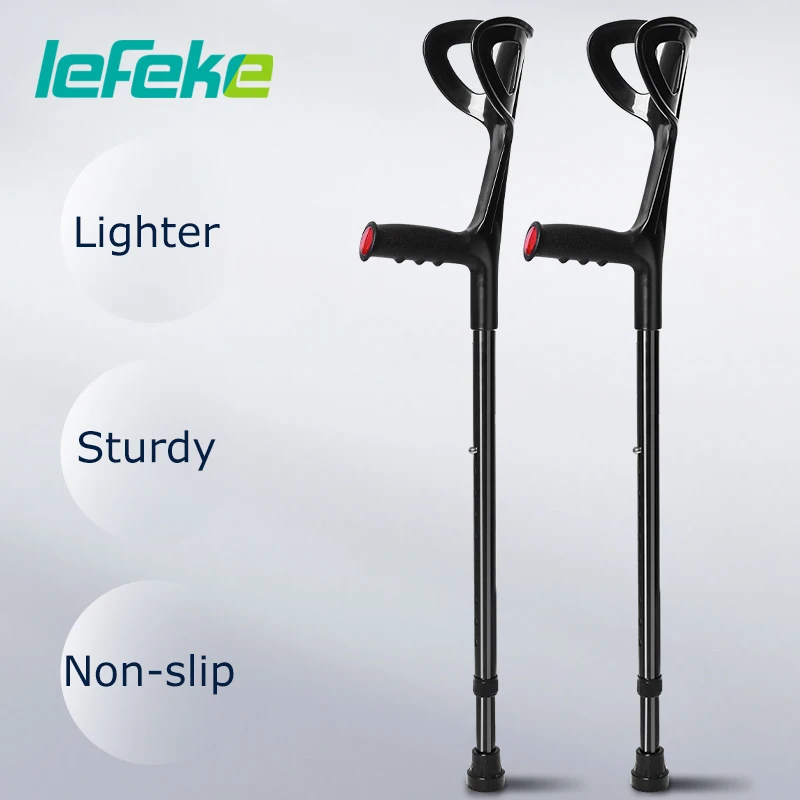 Lefeke Adjustable Forearm Crutch Cane Walker weight Arm Crutch Elbow Crutches Lightweight Disabled Seniors Elderly Walking Stick