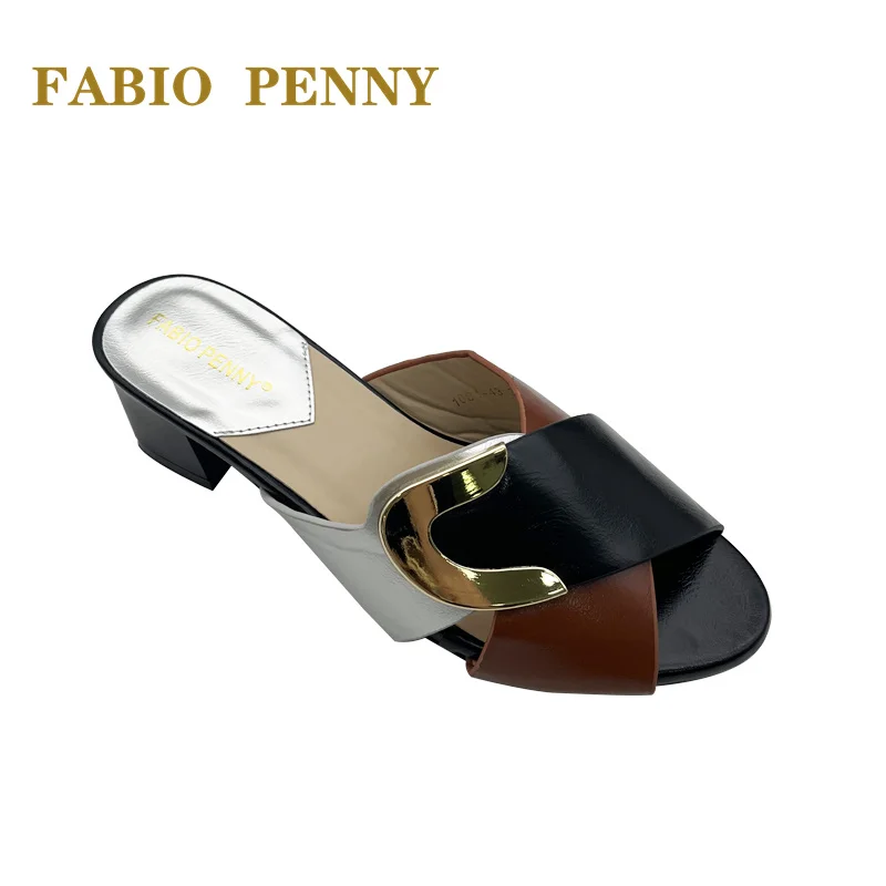 FABIO PENNY2024 new Italian fashion patchwork style evening dress for party ladies mid-heel slippers