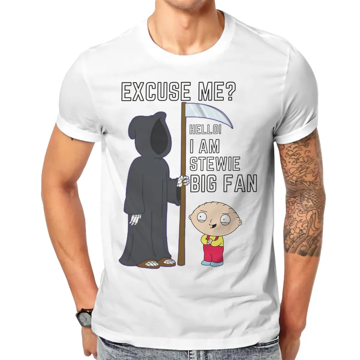 Men Stewie T-Shirt Fashion Style Family Guy Hipster Ofertas O Neck Graphic Tshirt