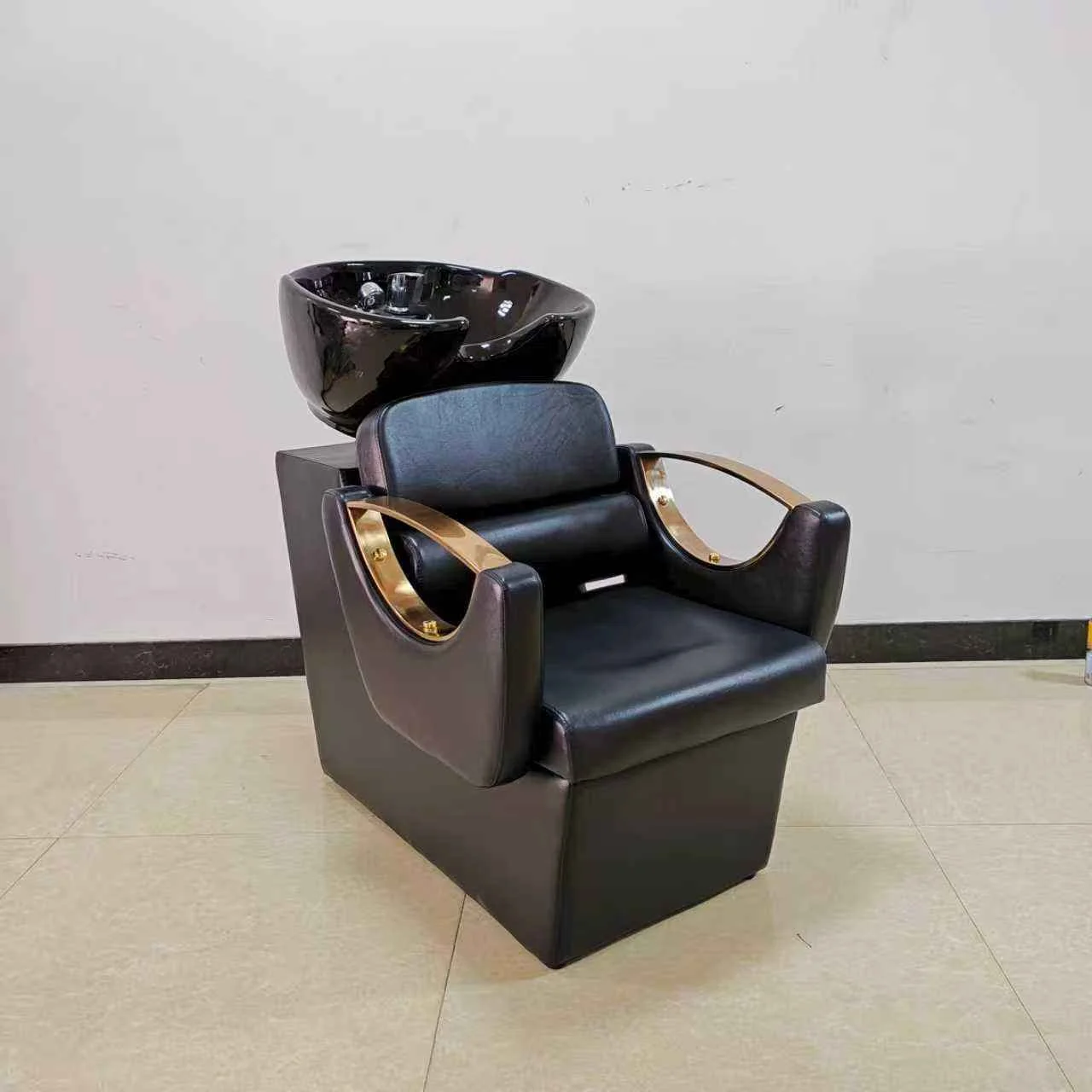 &c Black Gold Beauty Salon Furniture Set Hairdressing Basin Salon Hairdressing Equipment Styling Chair Shampoo Bowl