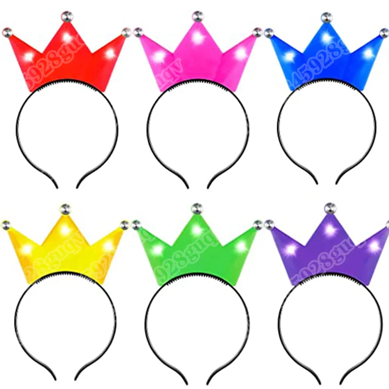 

5/10Pcs Light Up LED Crown Headband Princess Crowns Hair Hoop Tiaras Flashing Hairband Cosplay Birthday Wedding Party Supplies