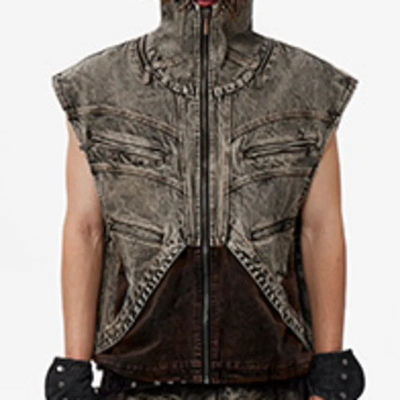 HKSH صيف جديد الرجال المد قطعتين هيكل تصميم تحسس Capris الدنيم الأمريكية شارع العليا موضة المرقعة السراويل Ins HK5252