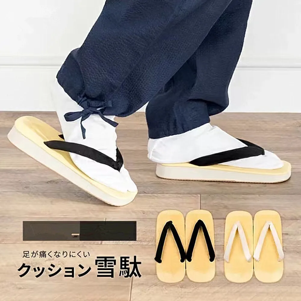 Japanese Men's Clogs Slippers Shoes Kimono Slippers Shoes Soft Soled Flip Flops Japanese Style Thick Sole Slippers Cosplay Shoes