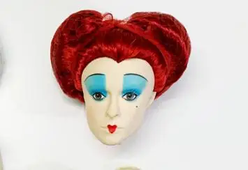 الأصلي نادر الوجه دمية رؤساء الملونة لينة الشعر دمية أجزاء الأحمر الملكة الملك أليس دمية رؤساء إكسسوارات دمي أرقام أجزاء لعبة #4
