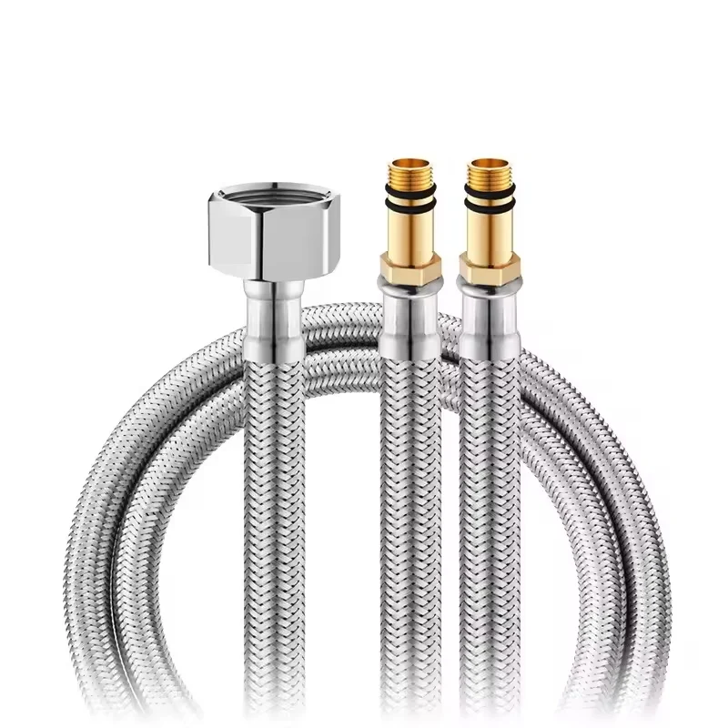 Stainless Steel Braided Water Inlet Hose High Pressure Explosion-proof Cold & Hot Water Pipe for Toilet Faucet