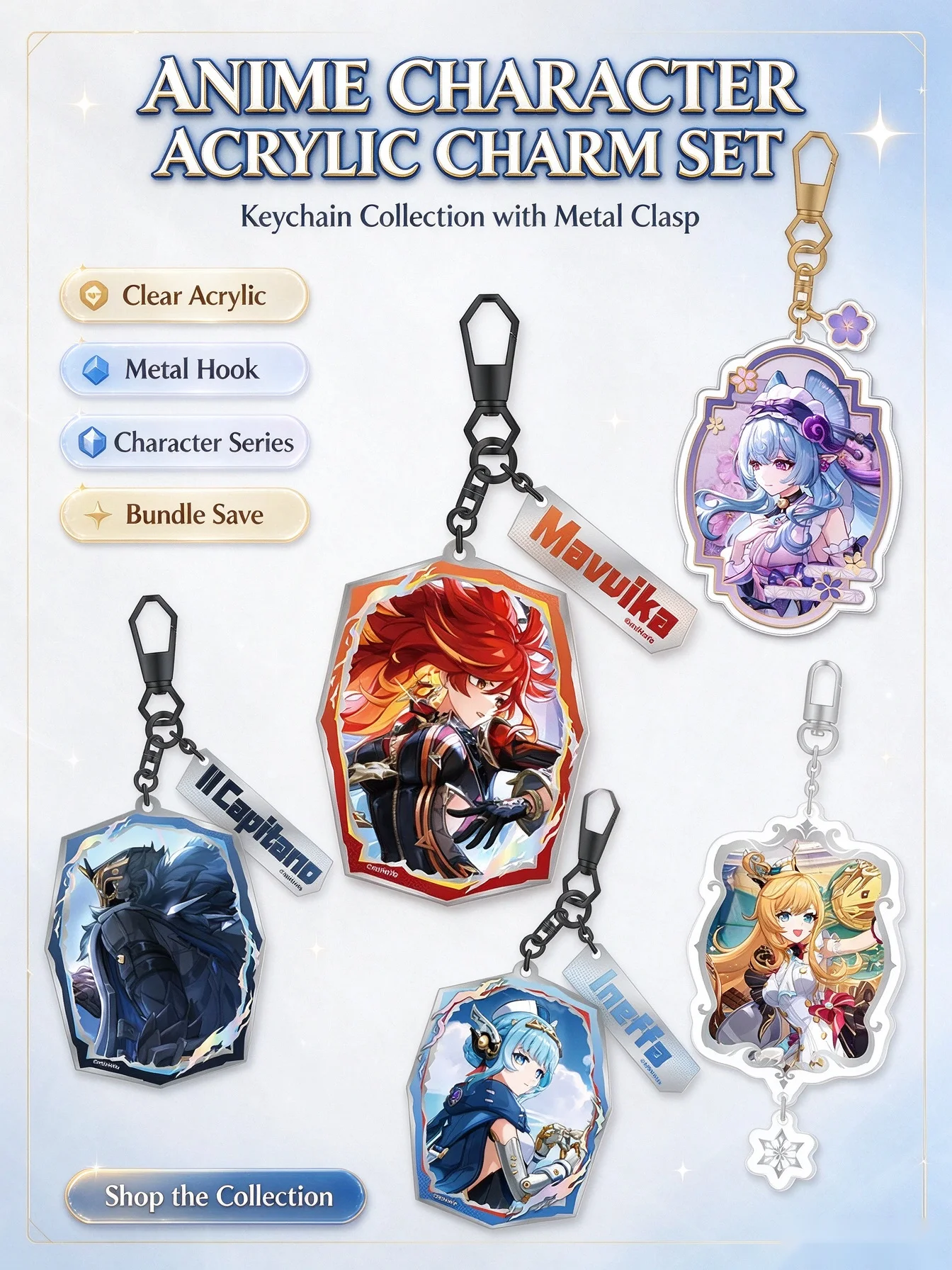 Sunsyea Genshin Impact Official Merch miHoYo Original Authentic Series Acrylic Keychain Ornament Wriothesley  Mavuika Capitano