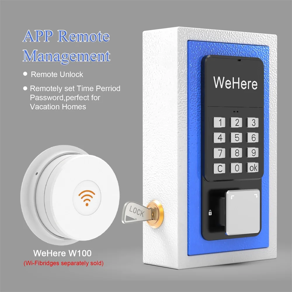 WeHere APP teléfono Control remoto contraseña inteligente llave electrónica caja de seguridad almacenamiento para seguridad al aire libre apartamento gestión de Hotel