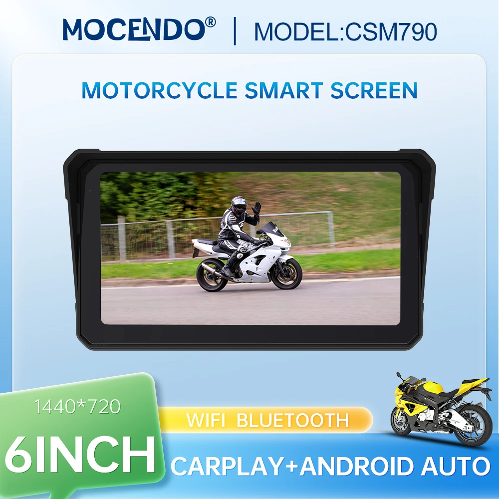 6 Inch Waterproof Motorcycle Navigation System with Android Auto Wireless Carplay Drive Recorder WIFI Moto Monitor CSM790