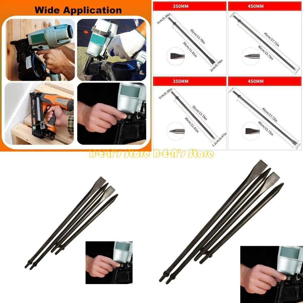 

Y1AD 4Pcs Pneumatic Set Air Hammer Chipping Bit Hammer Drill Tool 0.401inch Shank