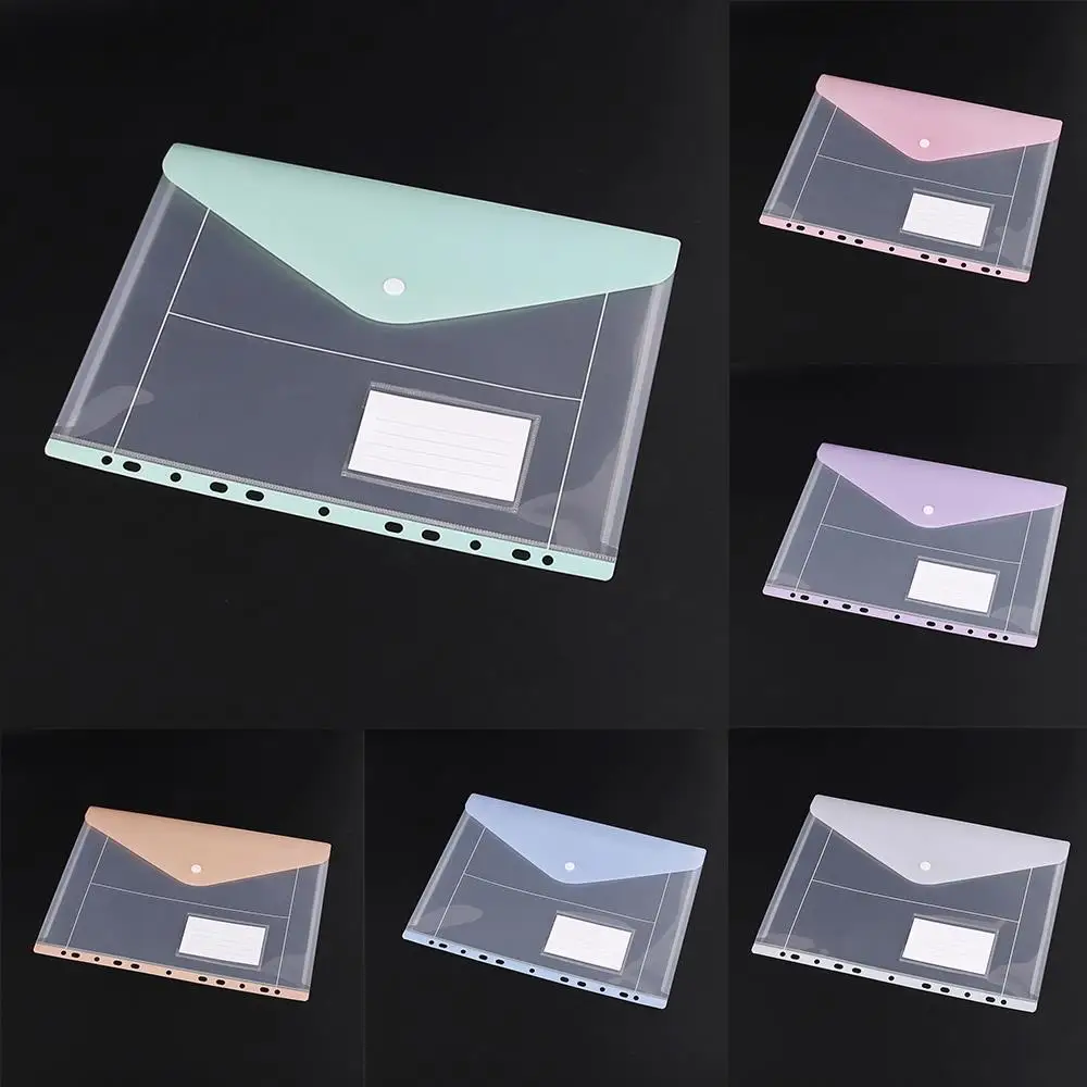 Tasche raccoglitore espandibili da 6 pezzi Cartelle in plastica con apertura laterale a 11 fori con bottone a pressione Cartelle di file impermeabili Custodia per documenti