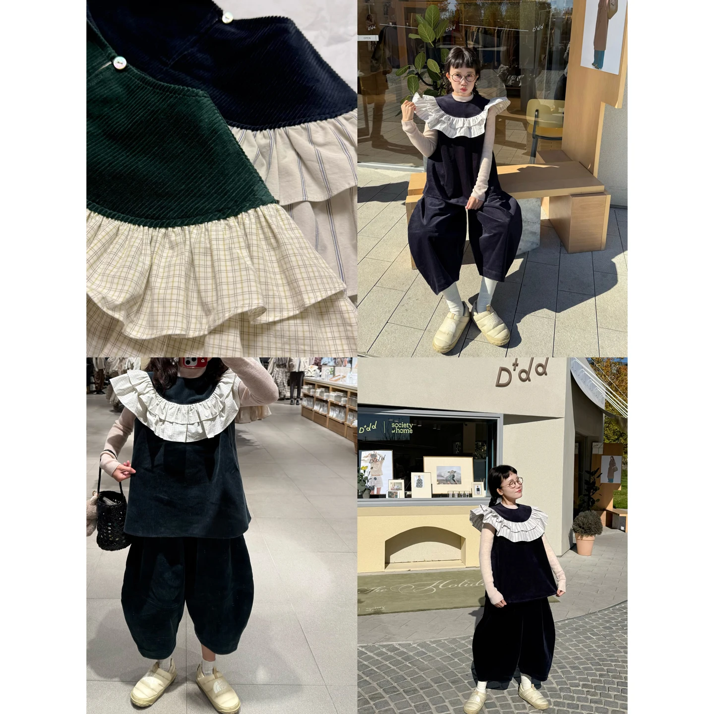 

Утепленный комплект из хлопкового вельвета: брюки-баллоны в стиле пэчворк и милый жилет. Повседневная одежда с круглым вырезом, умеренно теплый.