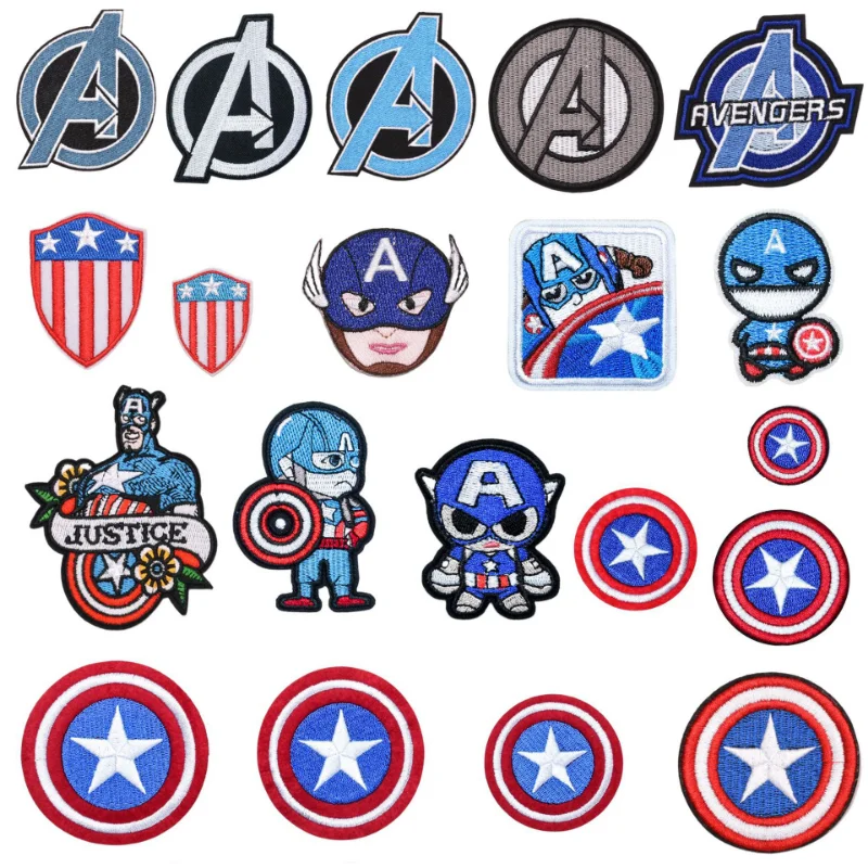 Disney Marvel The Avengers Captain American Cartoon Iron on Heat Transfer Patches Stickers Clothes Accessories Children Gifts