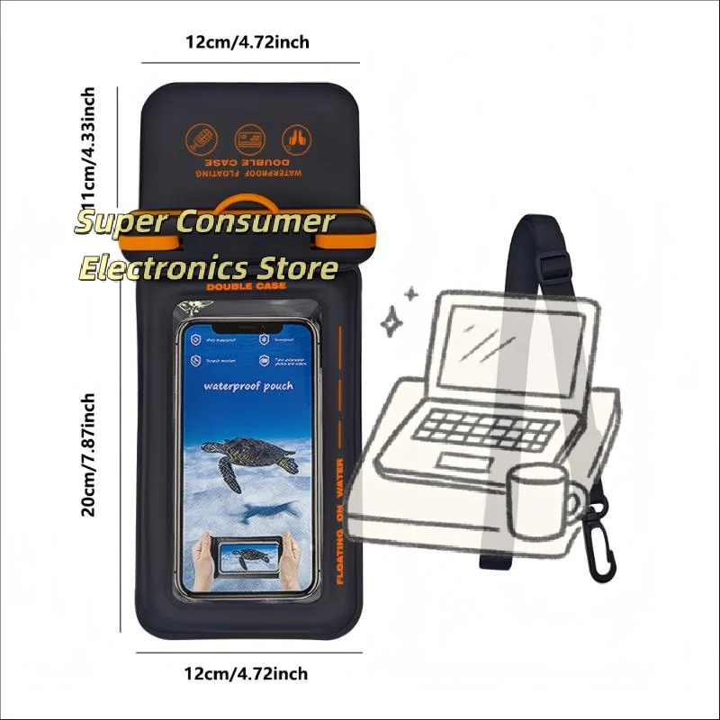 Bolsa Impermeable para Teléfono con Doble Espacio y Gran Capacidad para Natación, Playa, Kayak, Snorkel con Pantalla Táctil
