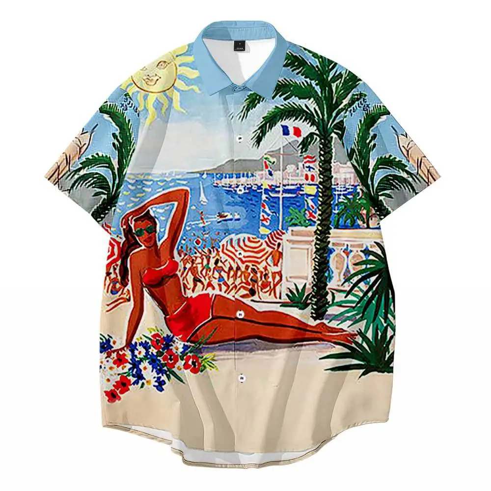 

Hawaii Shirts for Men And Women US Style Streetwear Beach Vintage 3D Print Hawaiian Summer Casual One Button Shirts