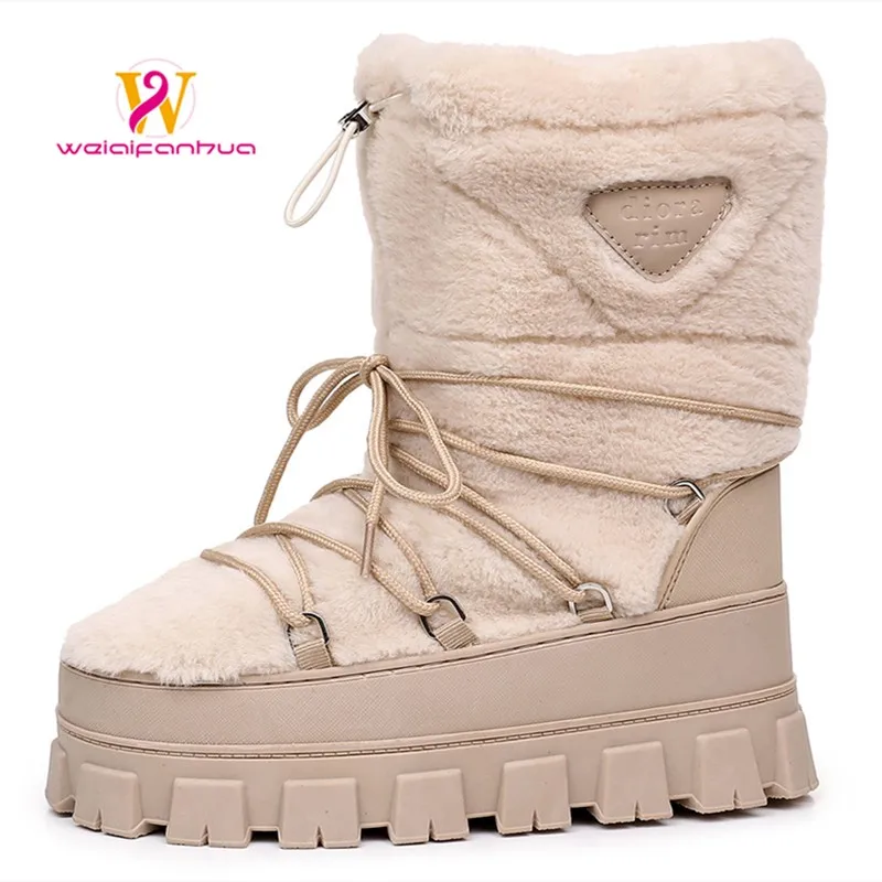 

Women's Winter Thick-soled Snow Boots 2025 New Style Wool Warm, Anti-slip and Height-increasing Women Ankle Boots Platform Boots