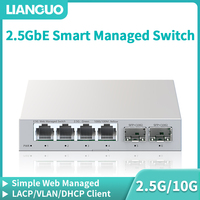 LIANGUO 2.5GbE Smart Managed Switch 4 Port 2500M Network 10G SFP+Slot Web Managed Static Link Aggregation Homelab Setup Switch