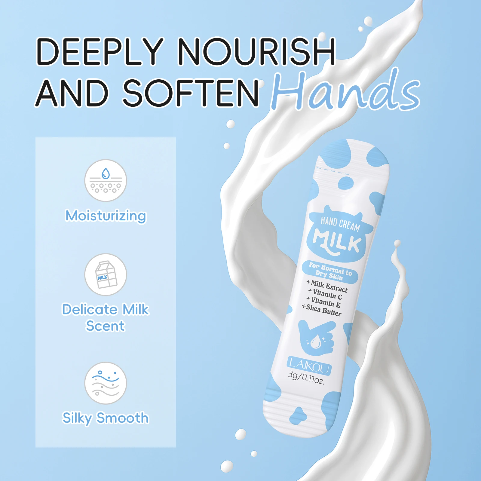 LAIKOU Milch-Hautpflegeset 7-teilig Schlafmaske Serum Handcreme Schlamm-Maske Tuchmaske Augen-Lippen-Maske Tiefenwirksame Feuchtigkeitspflege – Detail 11