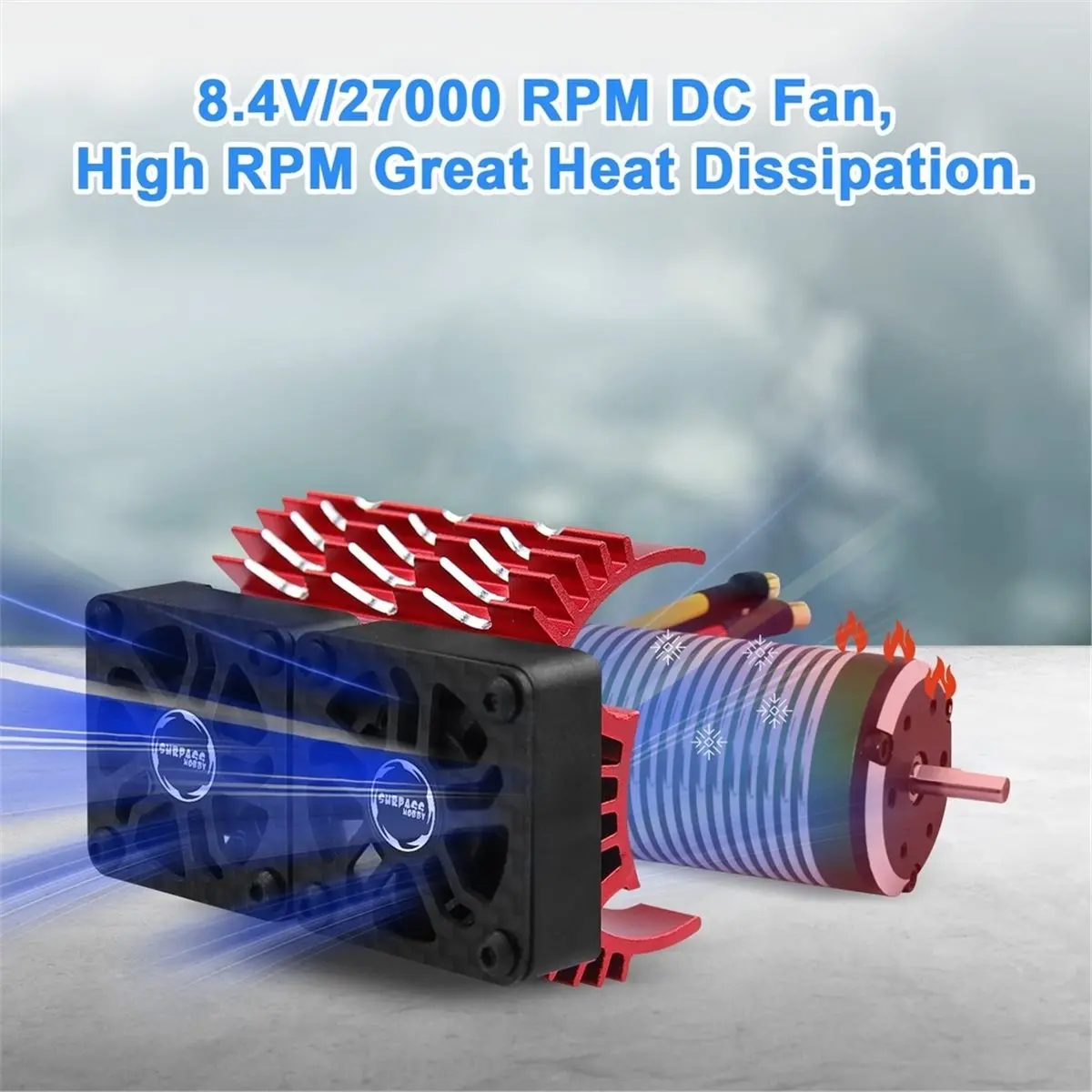 (A30I]  40/42mm Motor Cooling Fan Metal Heat Sink Holder for 1/5 1/8 1/10 1/12 RC Car Brushless Motor