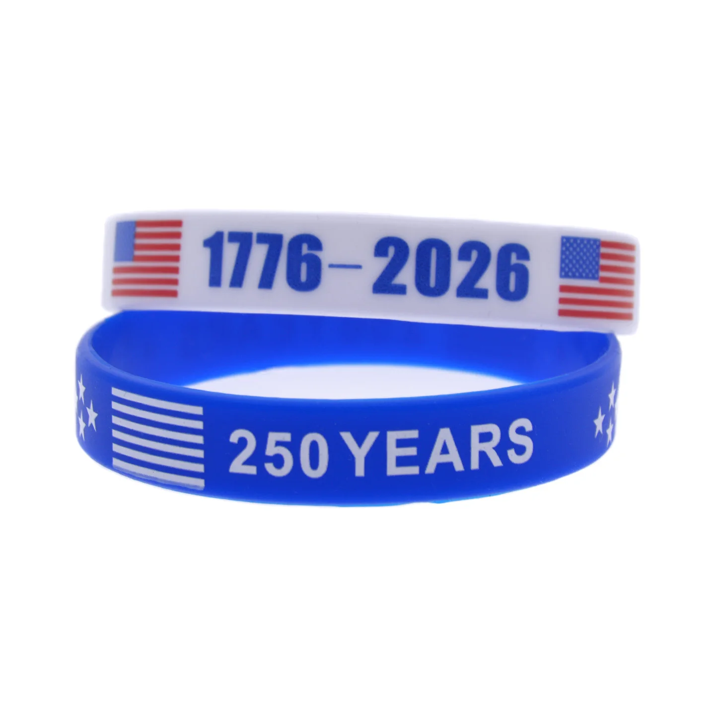 50 Stück Silikonarmbänder mit amerikanischer Flagge, USA 1776-2026, 250 Jahre, historischer Gedenk-Gummiarmreif – Detail 8