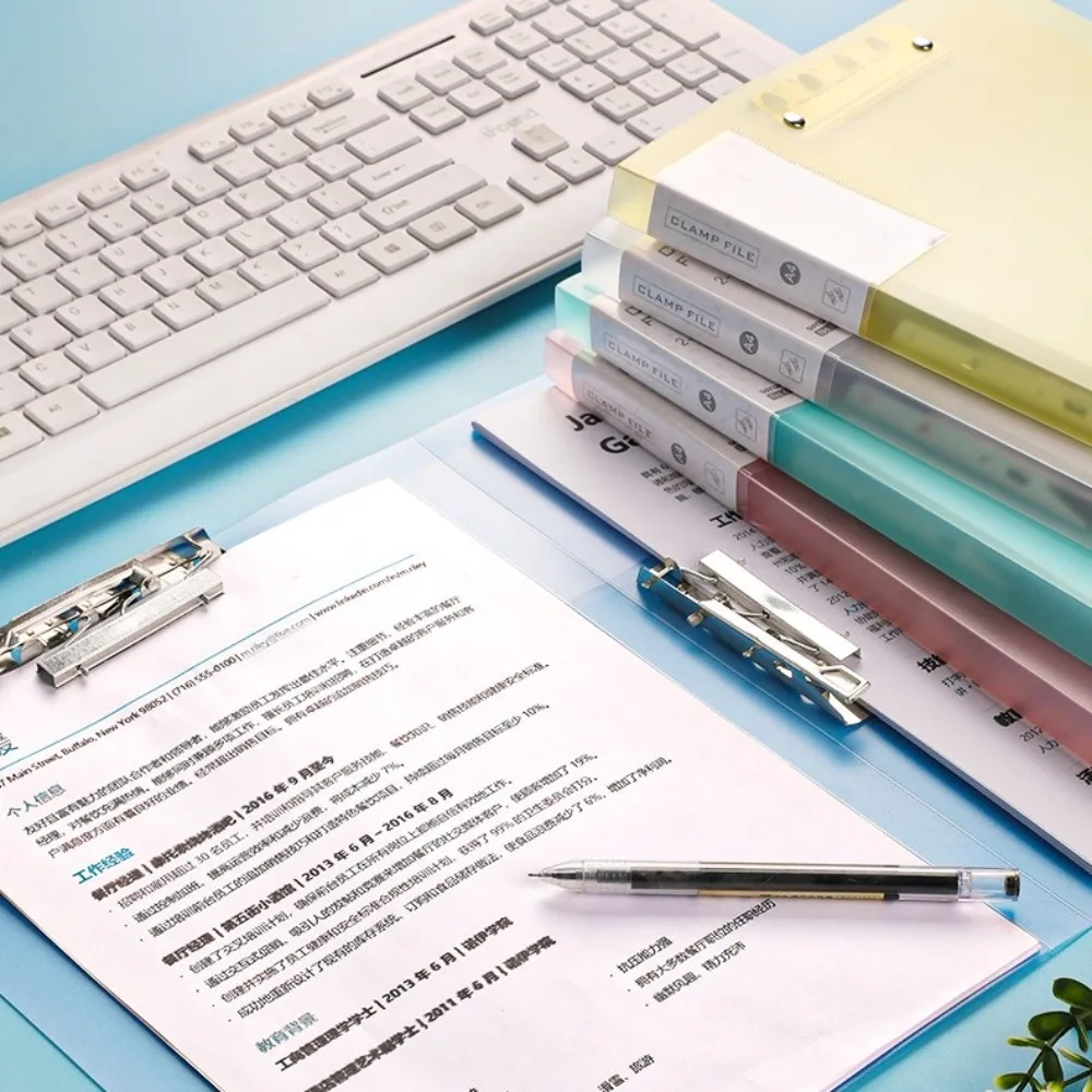 

Transparent A4 Folder Double Clip Fashion Design Transparent Folder Small Size Fresh Style Double Clip Folder Archive Management
