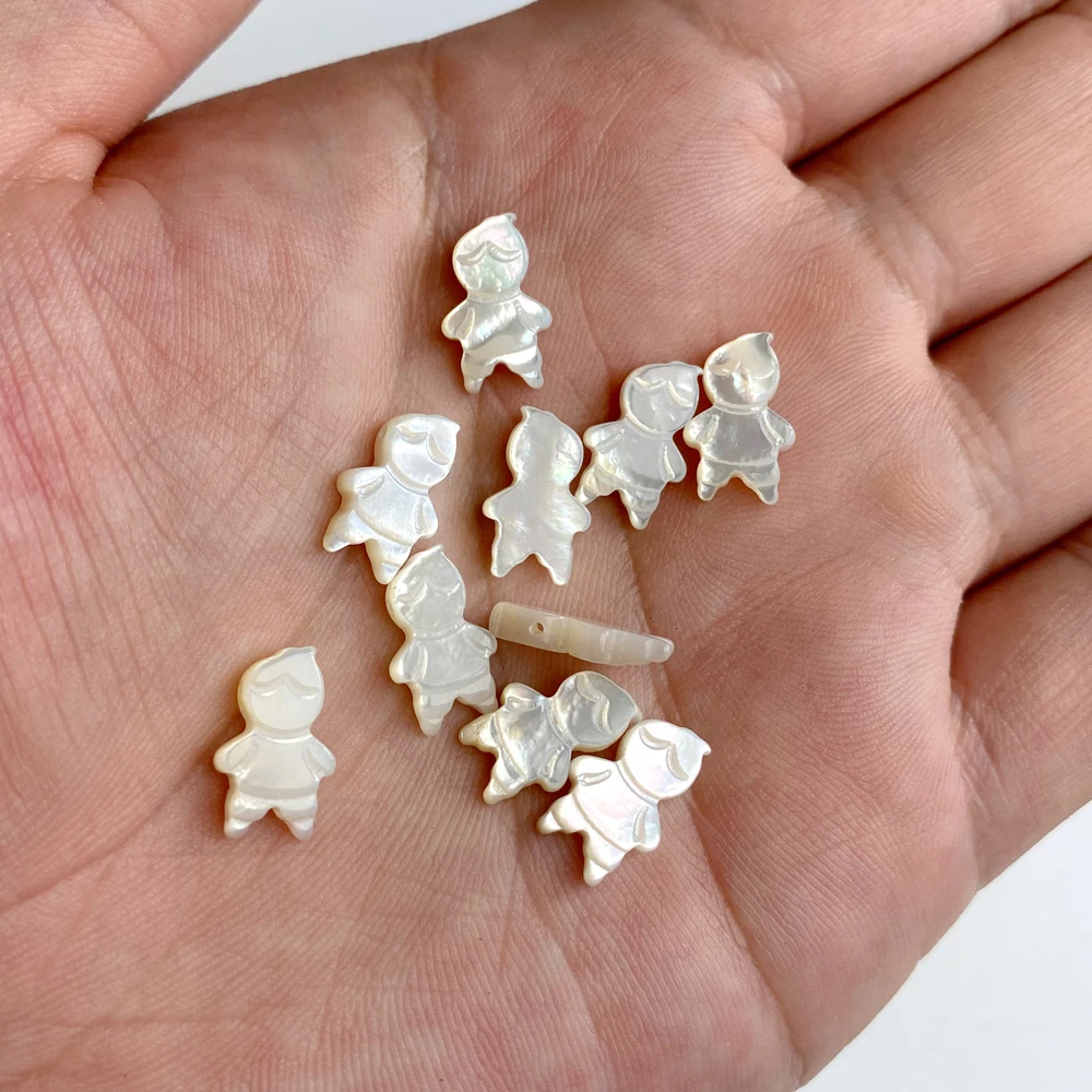 1PC Natural Mother of Pearl Shell Pendant Girl Boy Dove of Peace Carved Charms For Making DIY Necklace Earrings Accessories