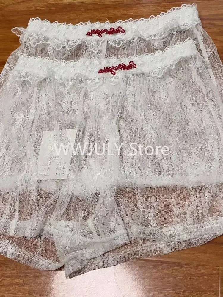 Woman New Korean Fashion Lace 4 Piece Set Spicy Girls Y2k Elastic V Neck Sling Plaid Top + Casual  Bow Short Pants Chic