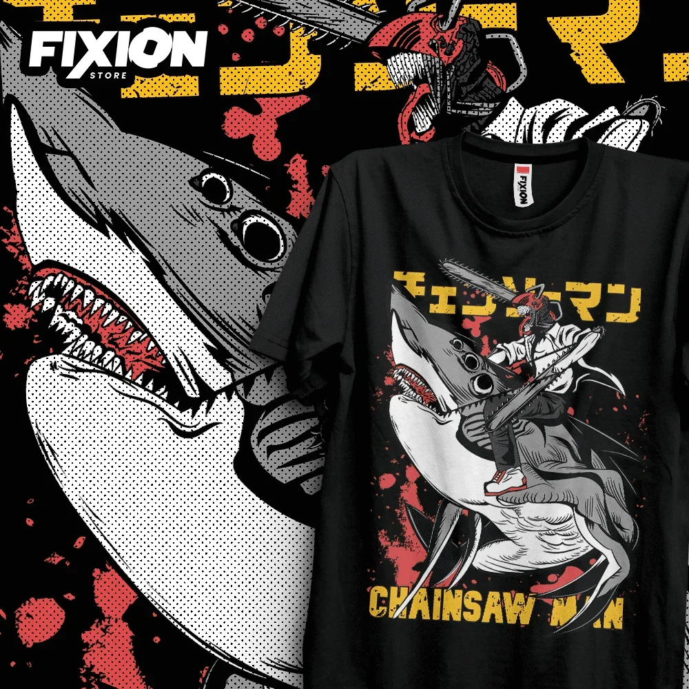

Футболка для аниме Chainsawman - Tiburon - N/Febrero 2023 (negra) Mange Tee