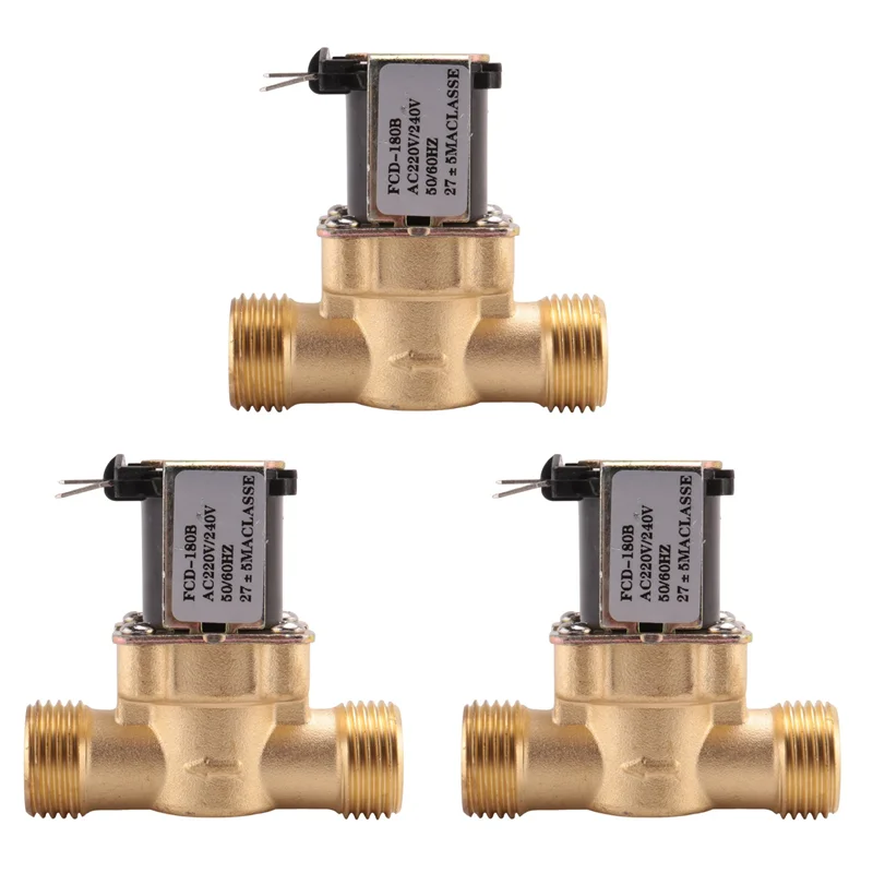 

BMBY-3Pcs 1/2 дюйма AC 220 В нормально закрытый латунный электрический электромагнитный клапан для контроля воды химическая жидкость промышленности