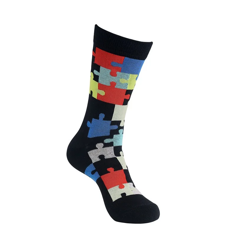 1 Pair Men\'s Trendy Colorful Plaid Pattern Mid-calf Socks, Breathable Comfy Street Style Socks For All Seasons