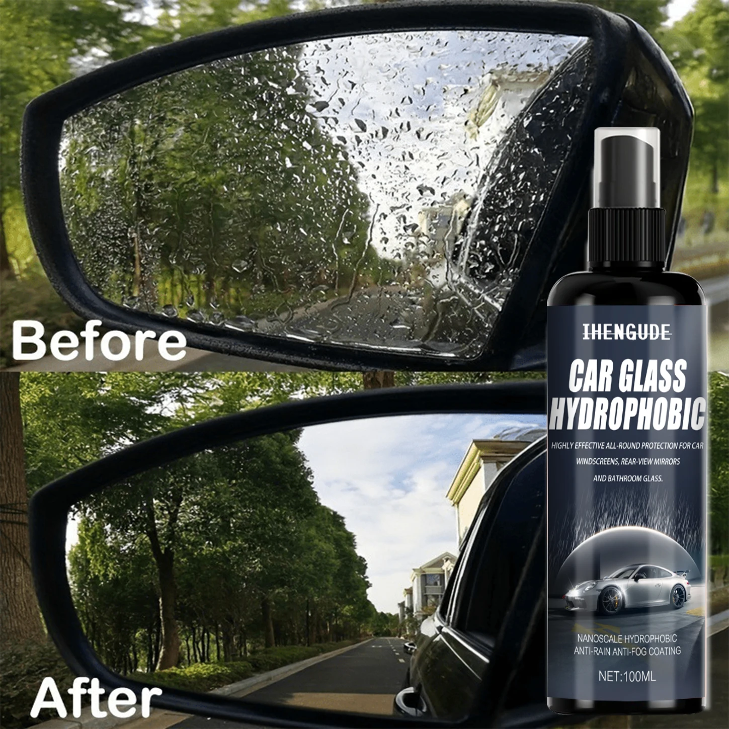 Anti-Rain & Anti-Fog Coating Agent Auto Window Hydrophobic Agent Anti Fog Spray Defogger for Car Windshield Glass