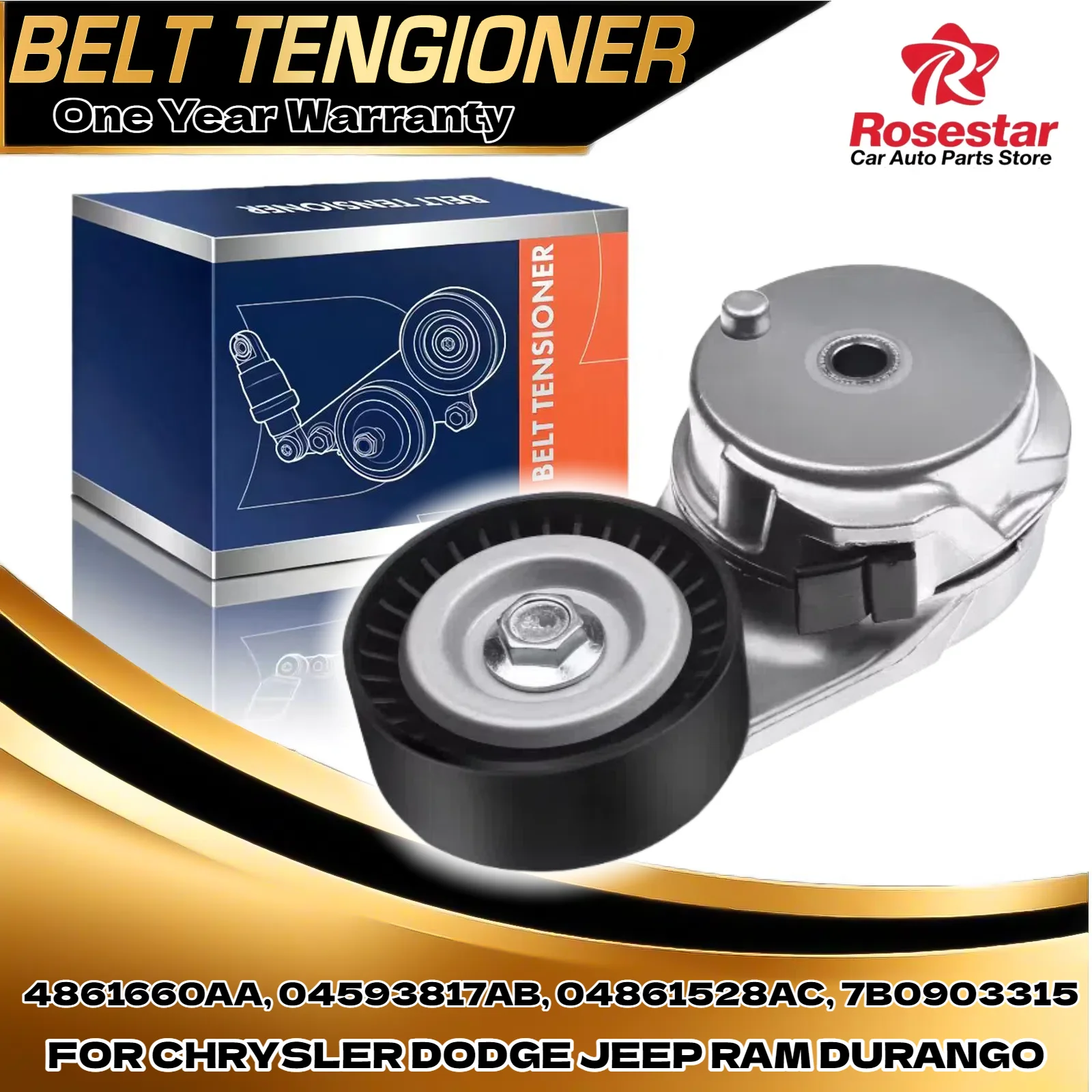 

Belt Tensioner for Chrysler Dodge Jeep Ram Challenger Durango 6.4 5.7L 4861660AA, 04593817AB, 04861528AC, 7B0903315