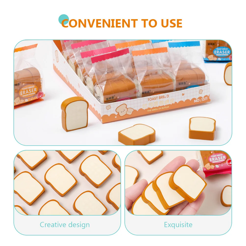 12Pcs Cartoon School Erasers Bright Color Attractive Design Exquisite Craftsmanship Suitable for Students Gifts