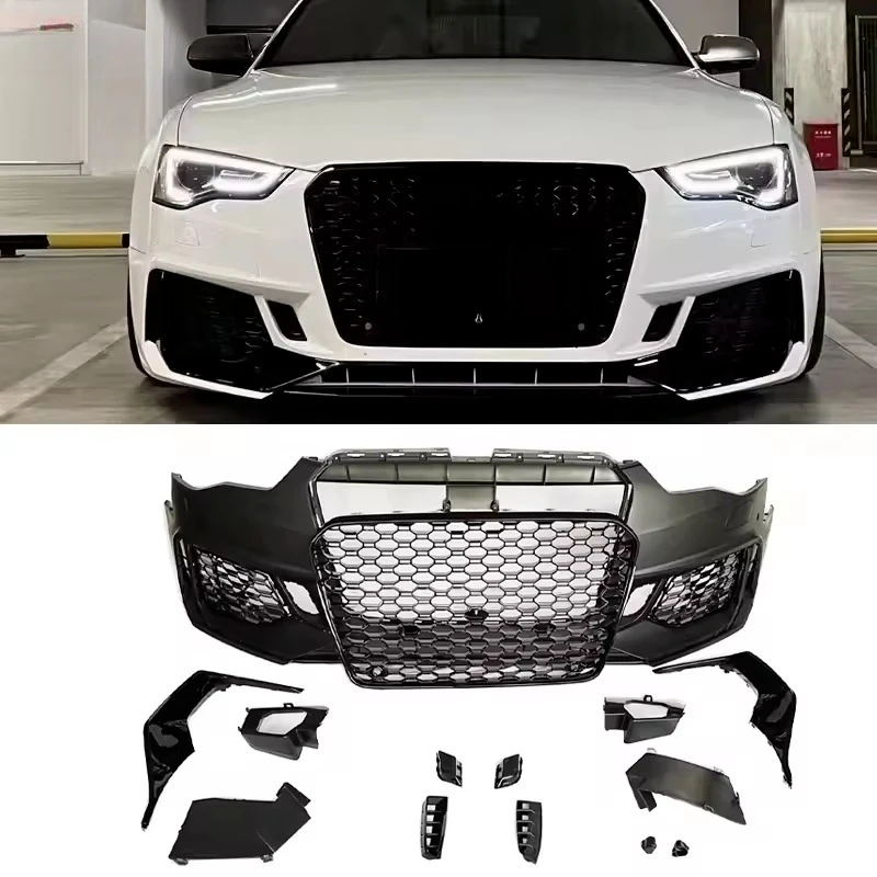 Auto RS5-Stil Frontstoßstange Karosserie-Kit mit Schwarzem Kühlergrill für A5 S5 B8.5 2012 2013 2014 2015 2016