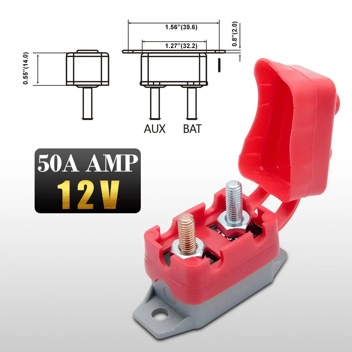 Hot Sale Auto Reset Circuit Breaker With Cover 50 AMP 12V Fuse Dual Battery Auto Accessories for Car Caravan Boat H/DUTY