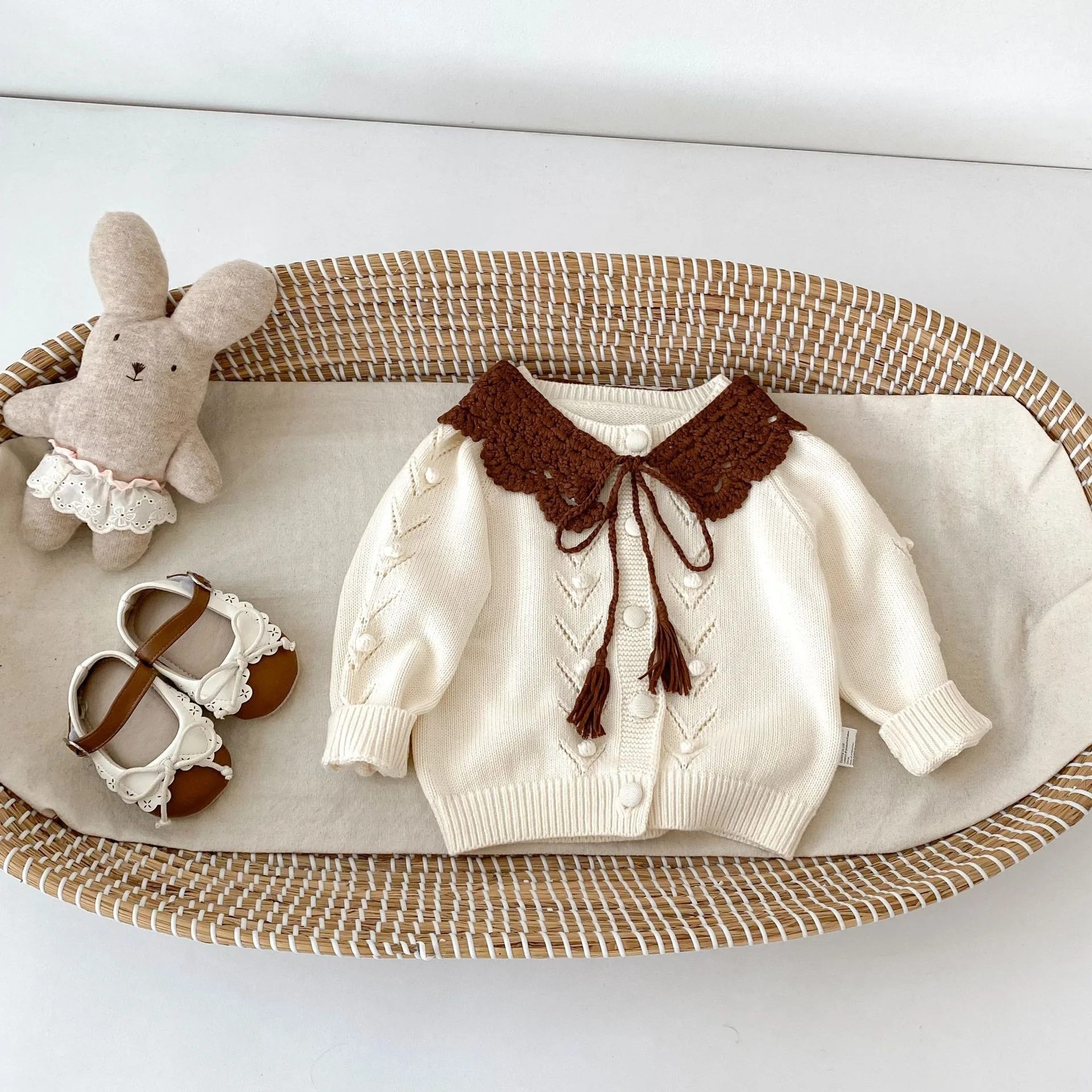2026 Autumn New Baby Long Sleeve Knitted Coat Girls Sweater Cardigan Infant Casual Simple Knitwear Toddler Clothes
