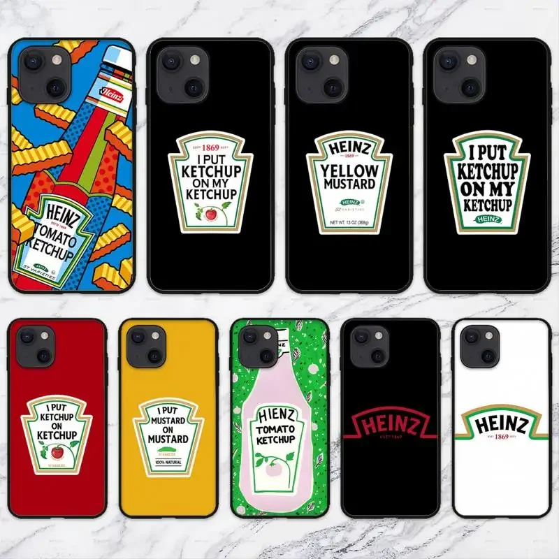 Cute Ins Heinz Tomato Ketchup Mustard Phone Case For iPhone 11 12 Mini 13 14 Pro XS Max X 8 7 6s Plus 5 SE XR Shell