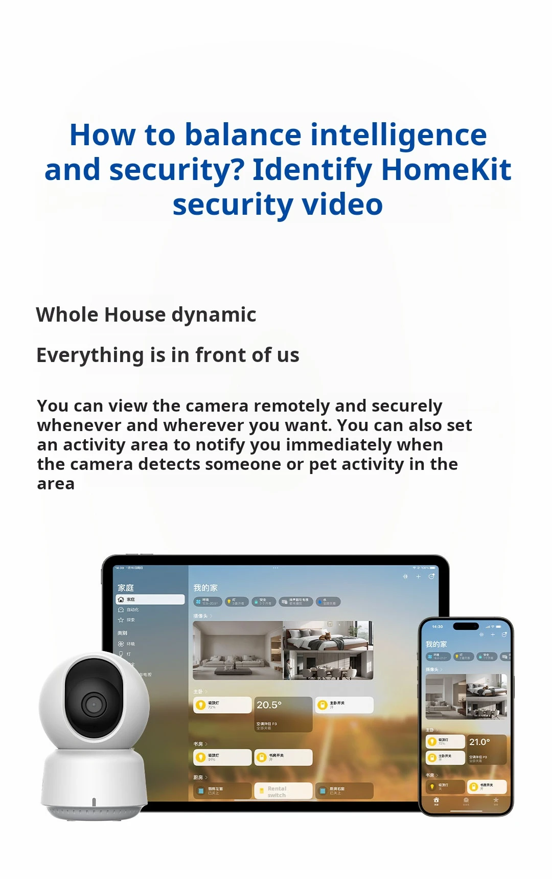 Fotocamera intelligente Aqara 2K HD E1 360 °   Visualizzazione video sicura Audio bidirezionale per interni Wifi 6 IP Surveilla AI Cloud Camera per Apple Homekit