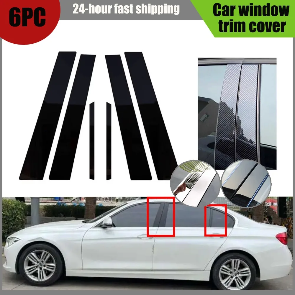 

Glossy Black Silver Carbon Pillar Posts Door Trim Window Stickers Fit For BMW 3 Series F30/F31/F34/F35 2012- 2017 2018 2019