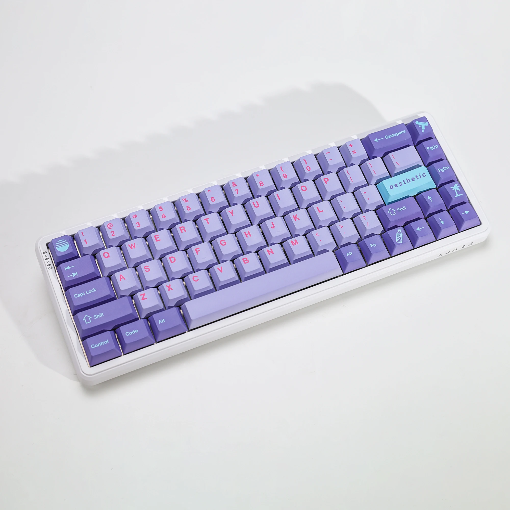 KBDiy GMK Keycaps Retro GMK Vaporwave Cherry Profile PBT Alice Keycap für 75 % magnetische Schalter Gaming Mechanisches Tastatur-Kit – Detail 6