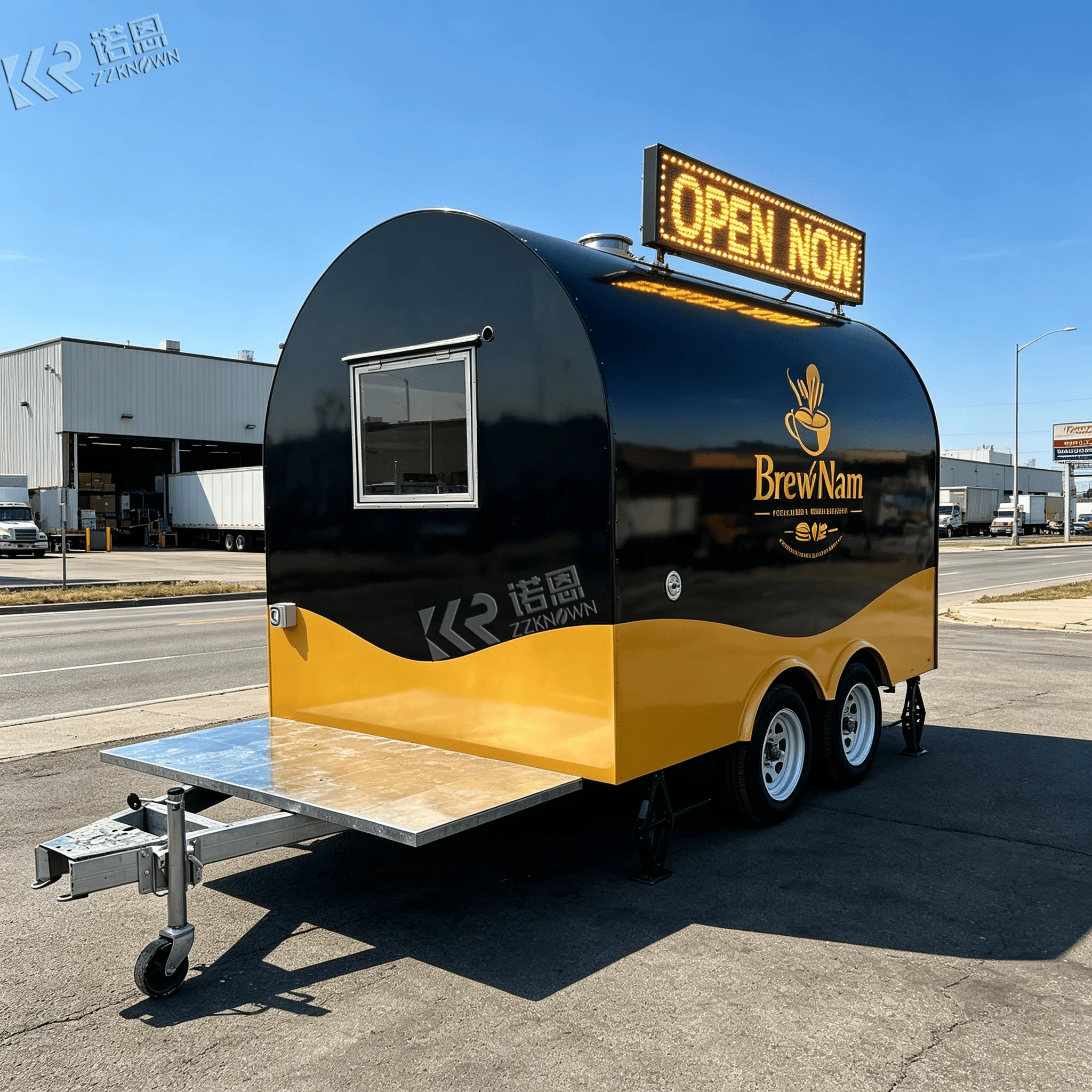 2.0m Compact Curved Food Truck and Food Trailer Light‑Duty Tow Frame for Short‑Distance Pop‑Up Catering Activities