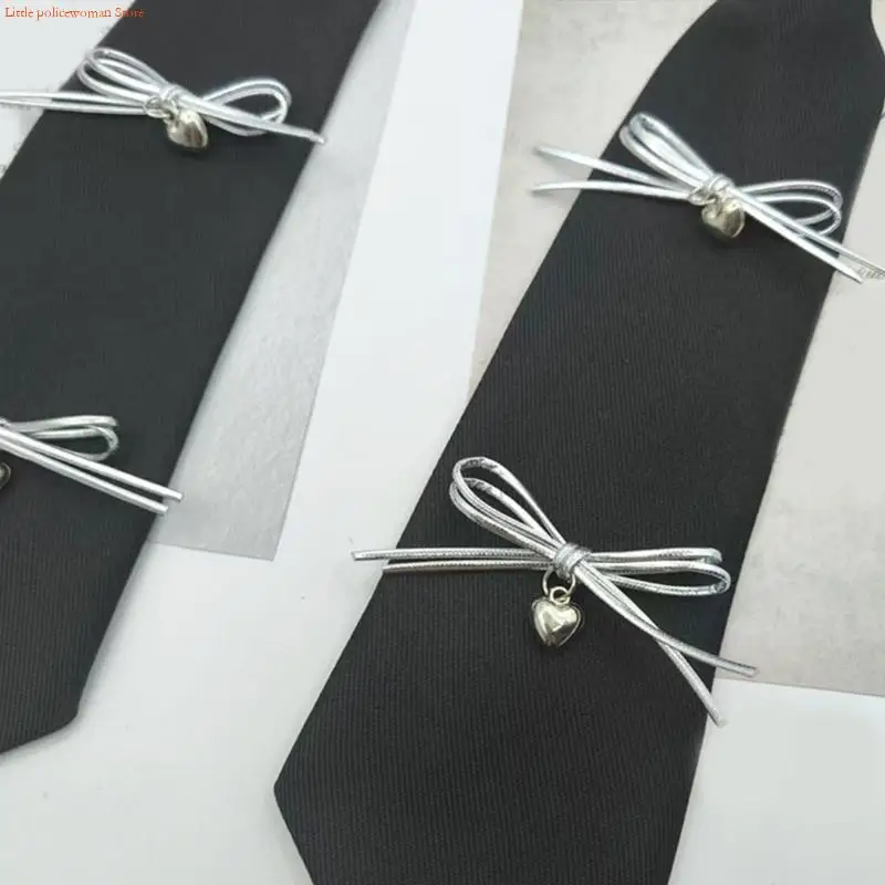 

F92d предварительно связанный галстук для женского кампуса Студенческая униформа милый акцент Bowknot Black Hellie