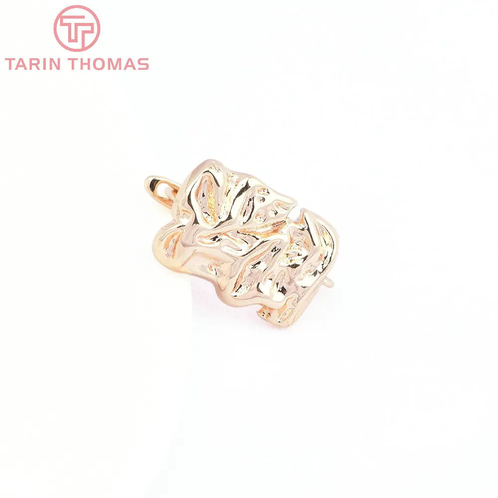 (8031) 4PCS 10.5x17MM 24K Gold Color Brass Rectangle Concave Convex Earring Clasp High Quality Diy Jewelry Making Findings