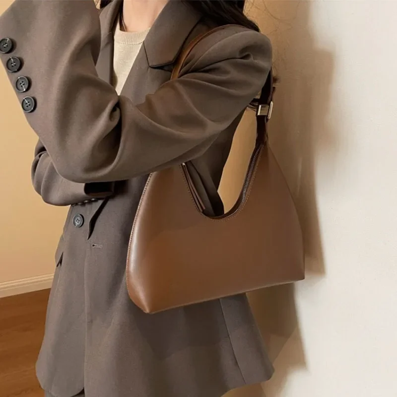 

Fashion Underarm Shoulder Bags For Women PU Leather Pure Color Armpit Hobo Bag New Luxury Designer Purses And Handbag