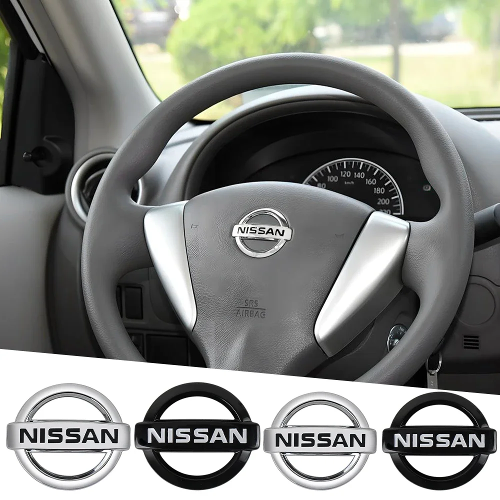 1Pcs ABS 3D Car Steering Wheel Logo Emblem Cover Sticker Center Cover For Nissan GTR Nismo Tiida Teana Pulsar X-trail Leaf Note