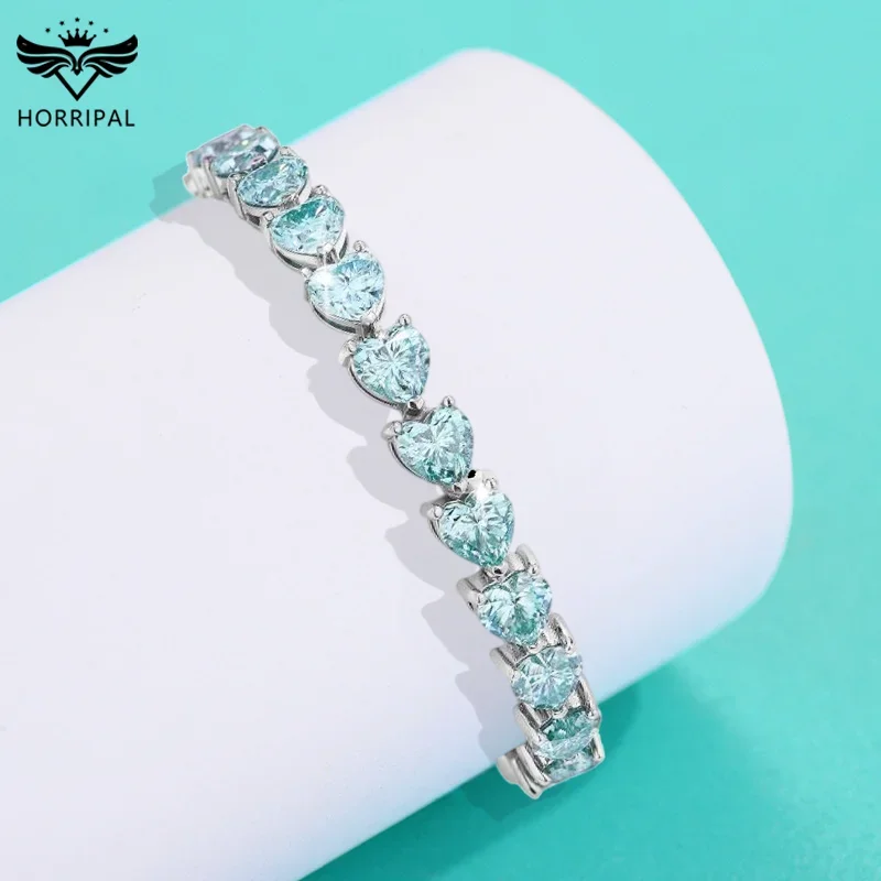 

Green Heart Moissanite Tennis Bracelet for Women Lab Diamond Original S925 Sterling Silver Anniversary Bracelets Luxury Jewelry